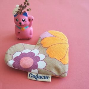 Pochette coeur en tissu vintage